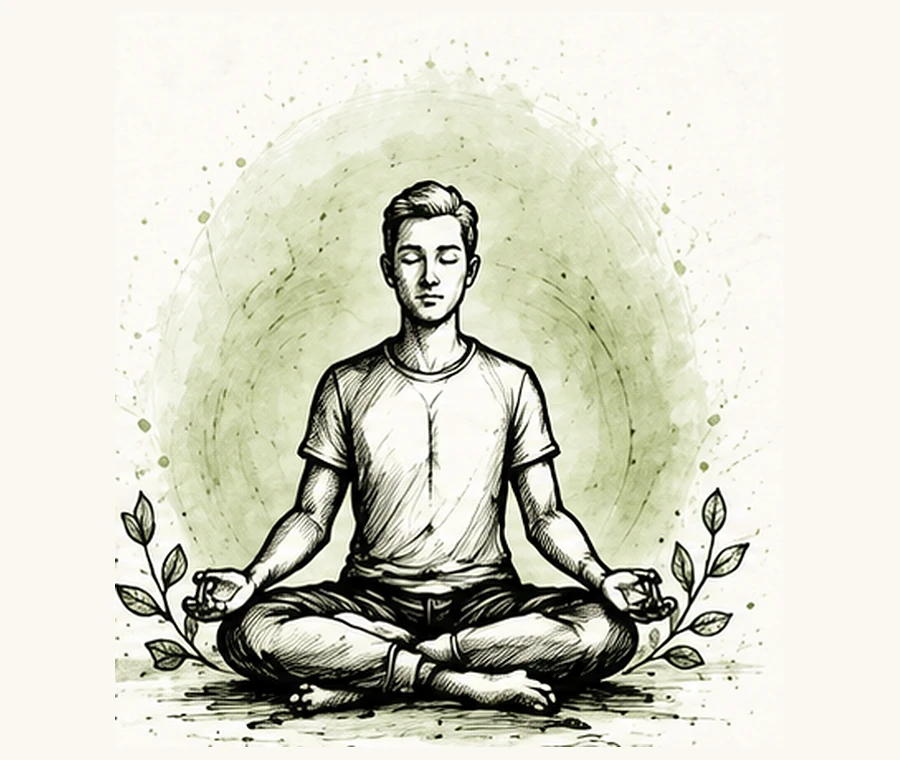 Ink-style seated figure representing this day's Quiet Day Journey state.
